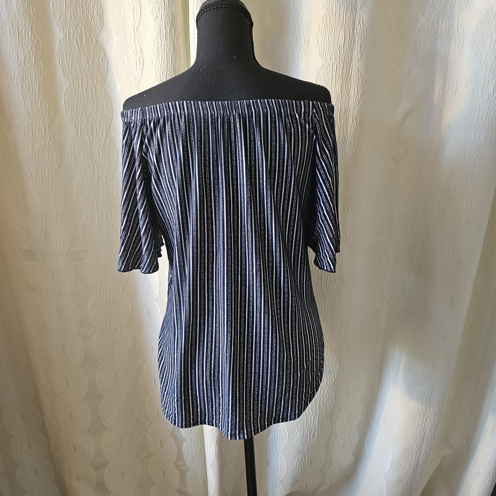 Striped Off-Shoulder Tie-Front Top - Picture 2 of 2